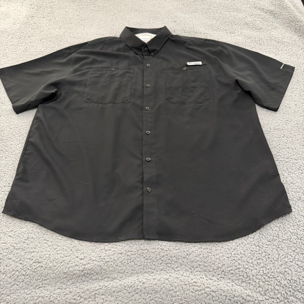 Columbia PFG Shirt Mens XXL Black Short Sleeve Vented Fishing Omni-Shade